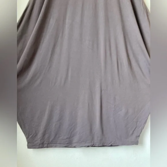 Kedem Sasson Taupe Grey Long Maxi Dress Stretch Jersey Short Sleeve One Size - Picture 14 of 16